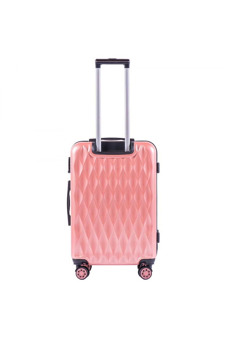 Wings Troler Mediu PC 190 - 66 cm 4 Roti Duble Cifru TSA Policarbonat Rose - Pled.ro