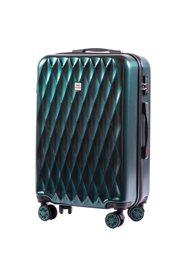 Wings Troler Mediu PC 190 - 66 cm 4 Roti Duble Cifru TSA Policarbonat Verde inchis - Pled.ro