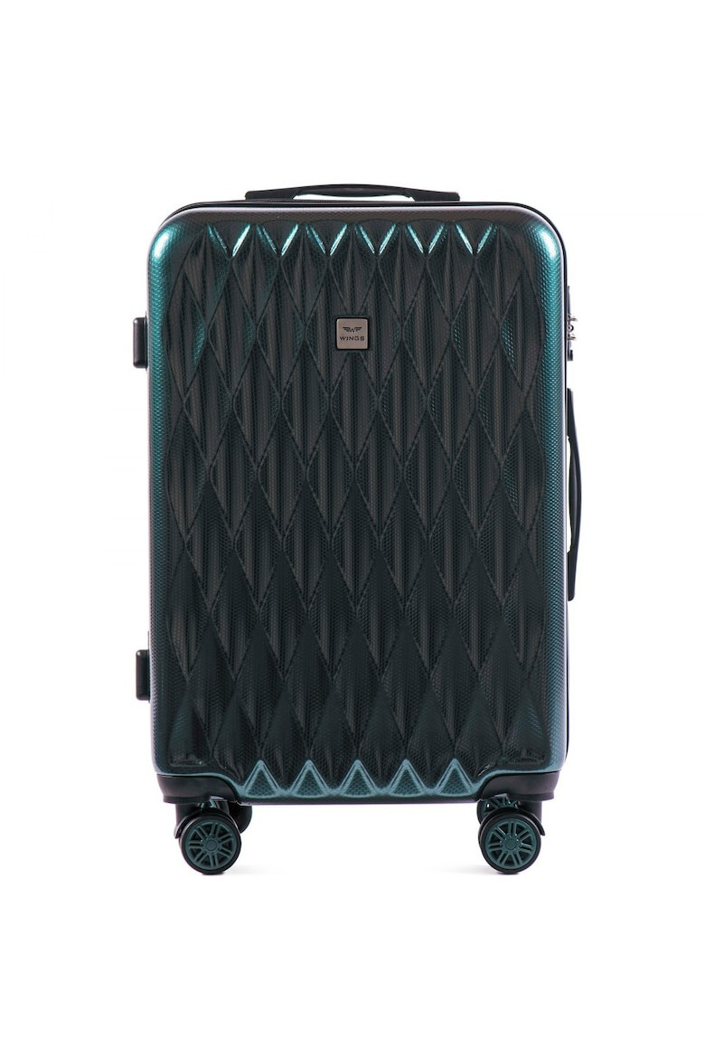 Wings Troler Mediu PC 190 - 66 cm 4 Roti Duble Cifru TSA Policarbonat Verde inchis - Pled.ro