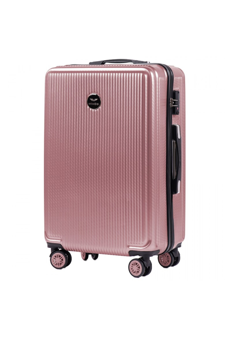 Wings Troler Mediu PC 565 - 66 cm 4 Roti Duble Cifru TSA Policarbonat Rose - Pled.ro