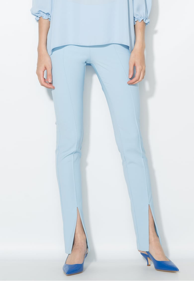 Zee Lane Collection Pantaloni bleu cu pensa si slituri frontale - Pled.ro