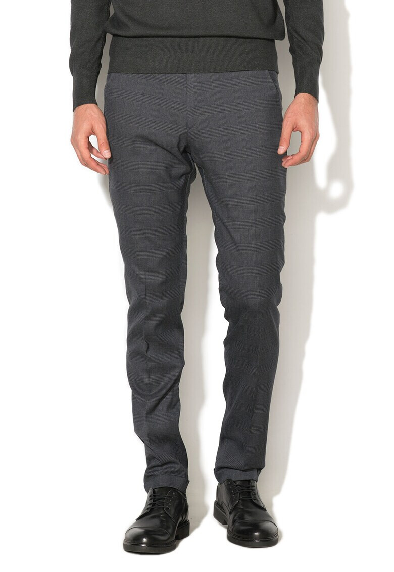 Zee Lane Collection Pantaloni chino slim fit eleganti cu model in carouri - Pled.ro