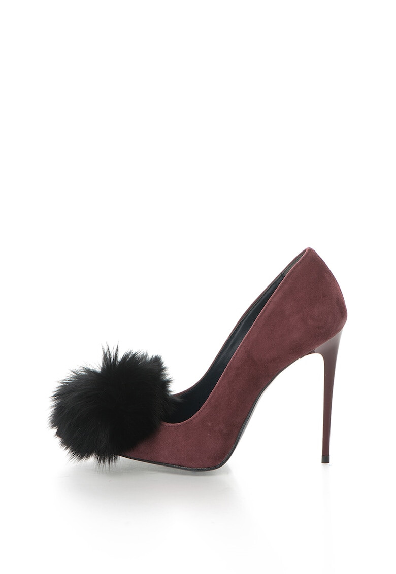 Zee Lane Pantofi stiletto de piele intoarsa cu ciucure de blana Denise - Pled.ro