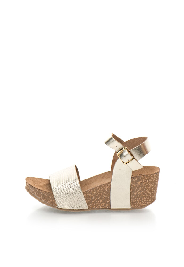 Zee Lane Sandale wedge de piele auriu deschis Ilenia - Pled.ro