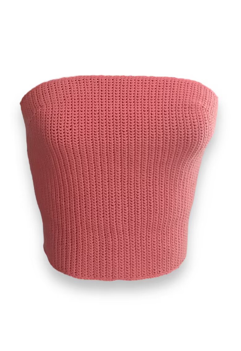 2wools Top crop cu panglica din satin - Coral