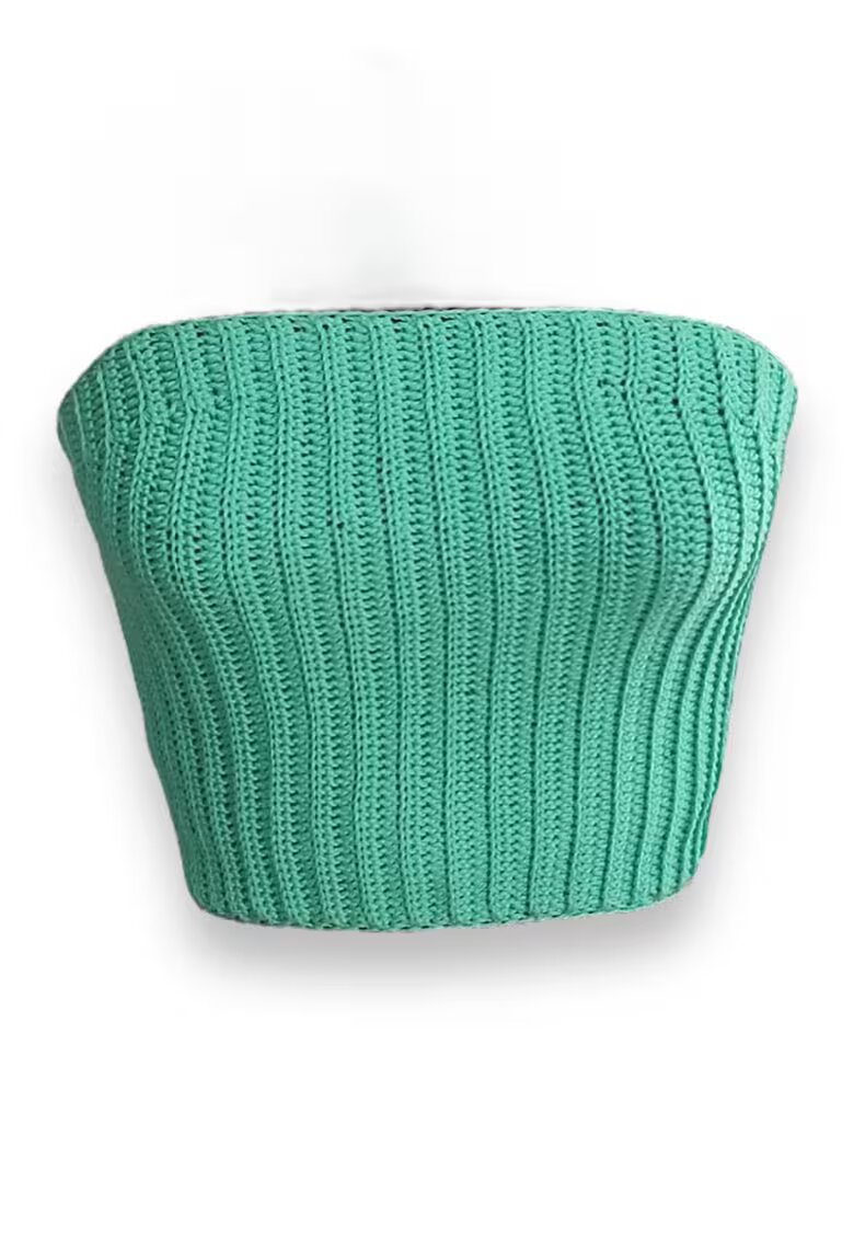 2wools Top crop cu panglica din satin - Verde