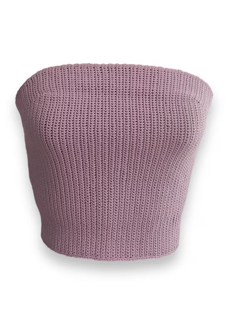 2wools Top crop cu panglica din satin - Violet prafuit