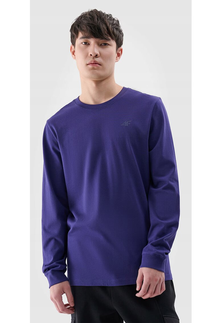4F Bluza barbati - cu maneca lunga bleumarin - bumbac - croiala normala