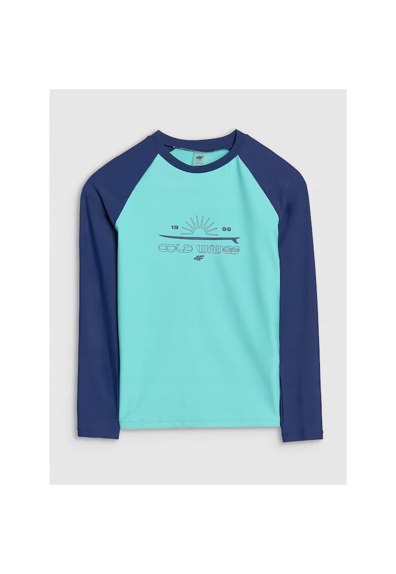 4F Bluza copii - maneca lunga - turcoaz - bumbac