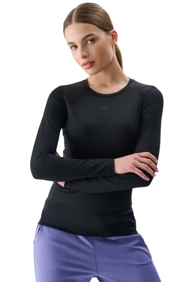 4F Bluza dama cu maneca lunga - negru intens - material elastic - uscare rapida - set 2020