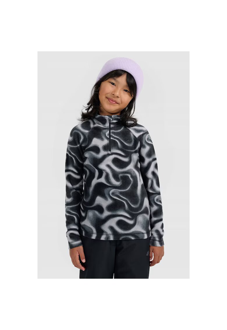 4F Bluza ski fete - fleece - negru/alb