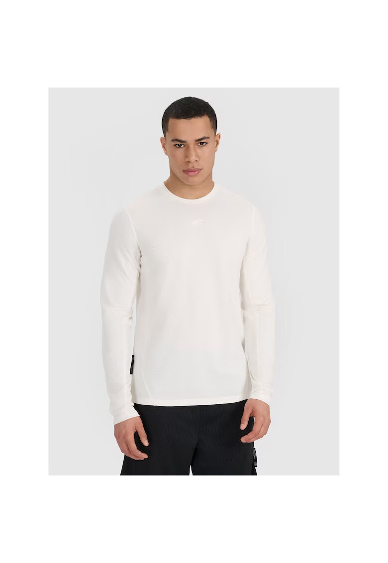 4F Bluza sport barbati - uscare rapida - alb - material sintetic