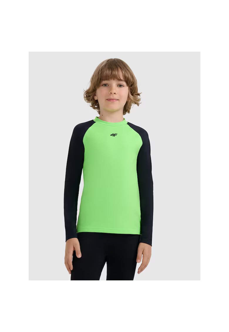 4F Bluza sport copii - fleece - verde/negru