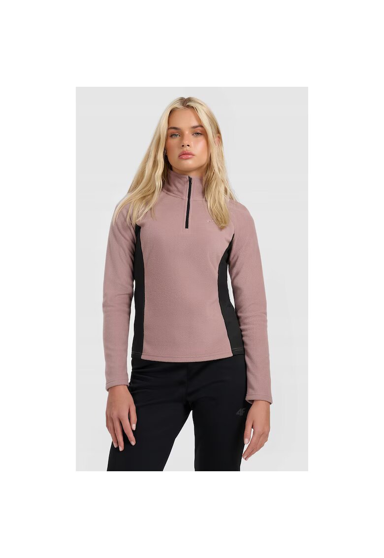 4F Bluza sport dama - poliester - maro/negru -