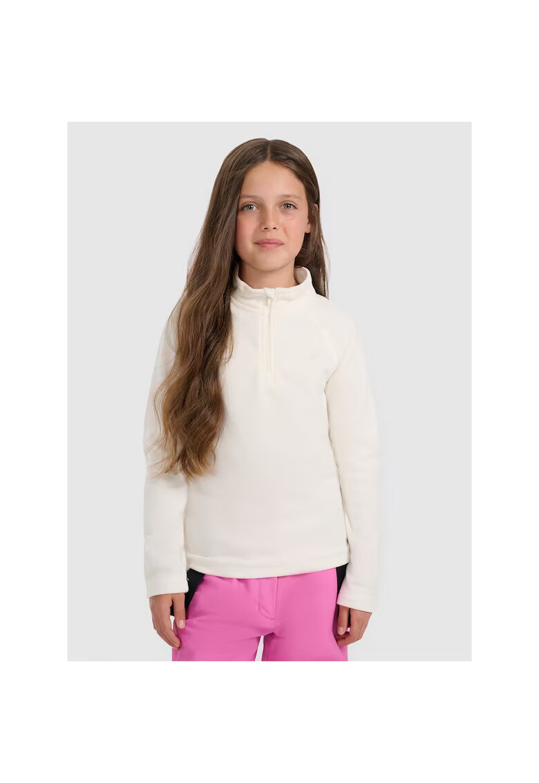 4F Bluza sport fete - fleece - alb