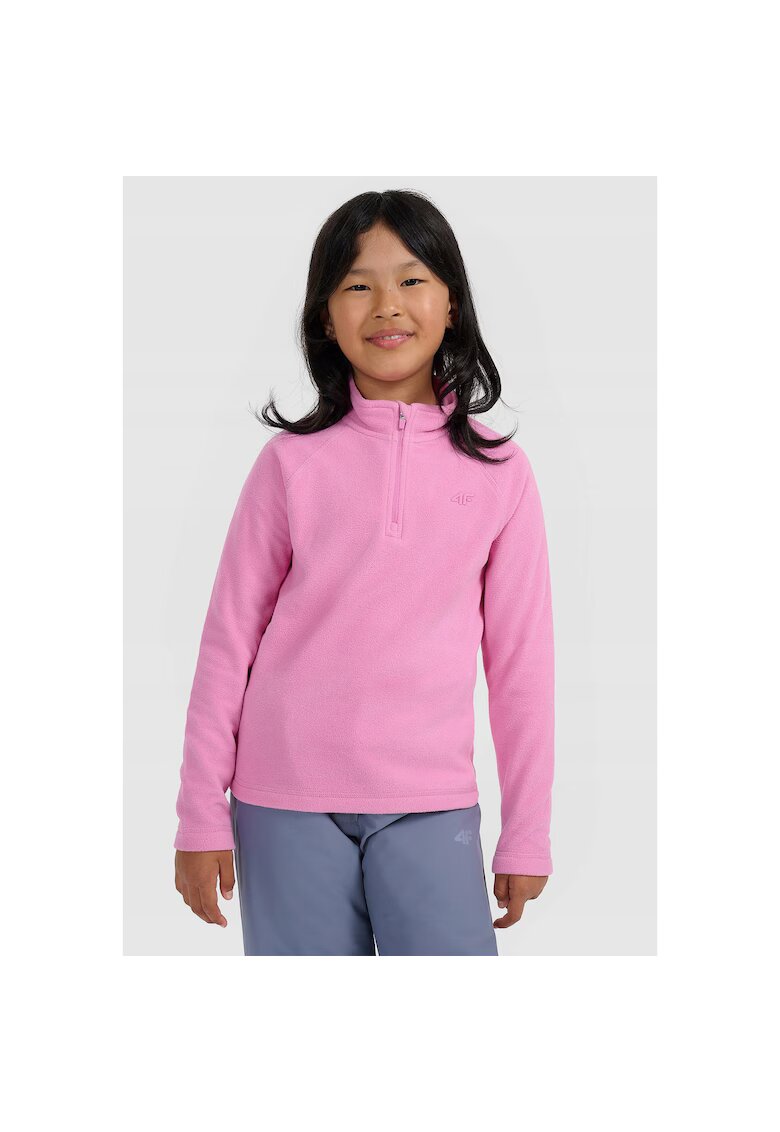 4F Bluza sport fete - fleece - roz