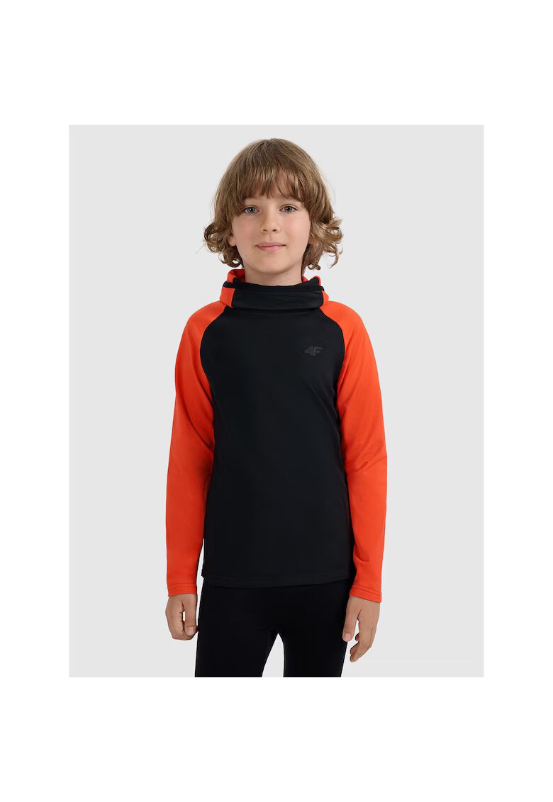 4F Bluza termica copii - guler cu cagula - negru - Warm -