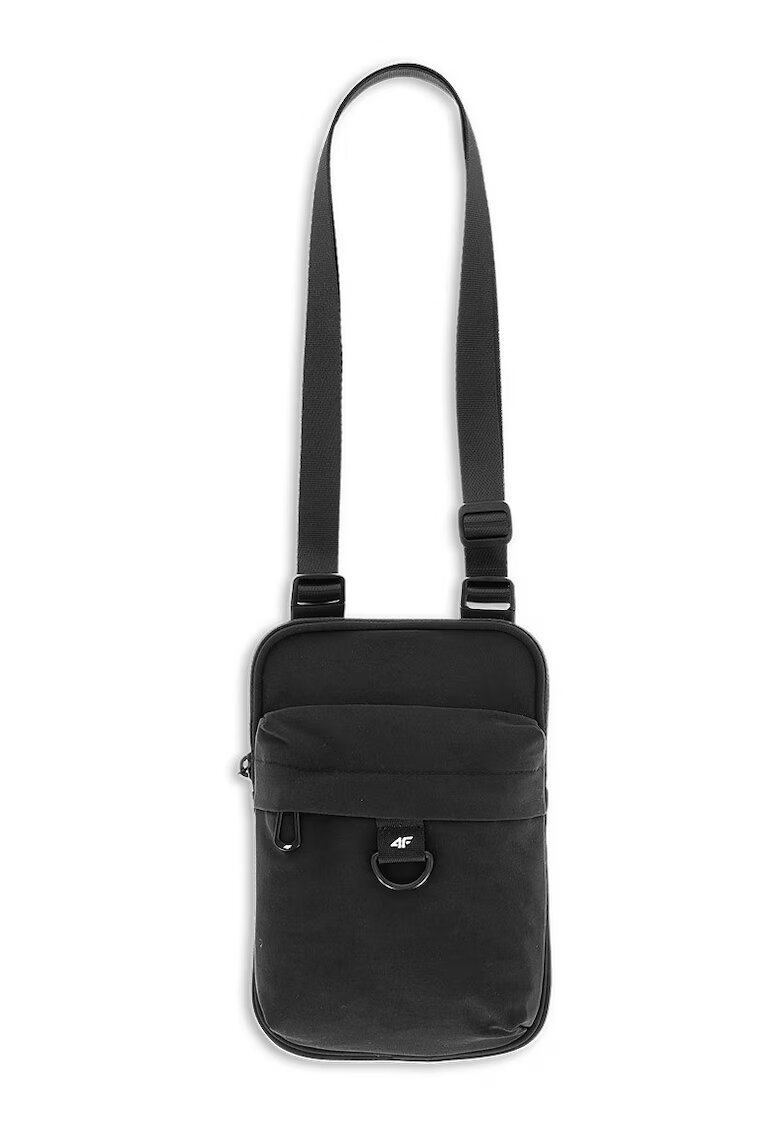 4F Borseta de Gat Negru Unisex - Sportstyle - Poliester Durable - Impregnare Hidrofoba - Dimensiuni 13x19cm - Curea Reglabila si Organizator Interior - Geanta Versatila pentru Mobilitate Cotidiana