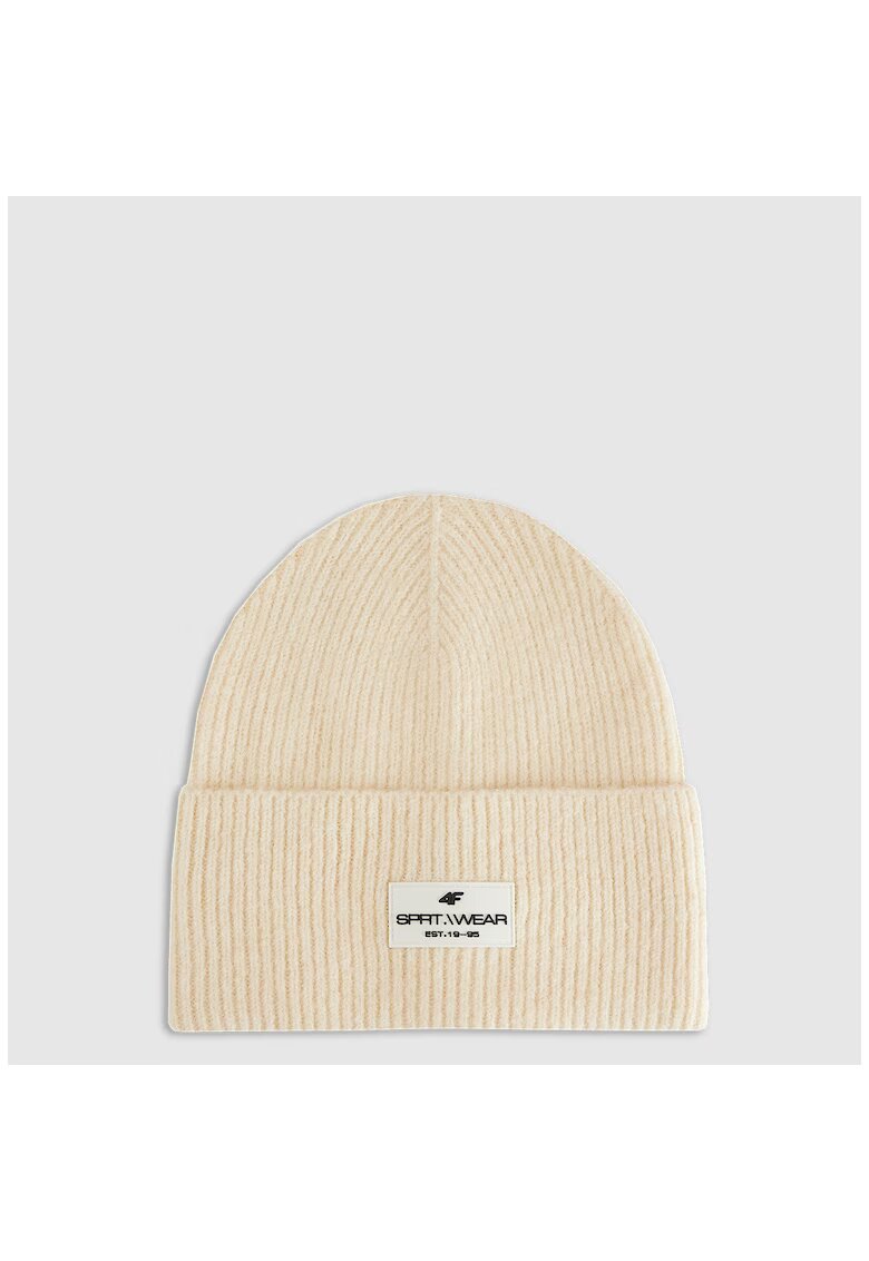 4F Caciula beanie dama alba - M - material reciclat