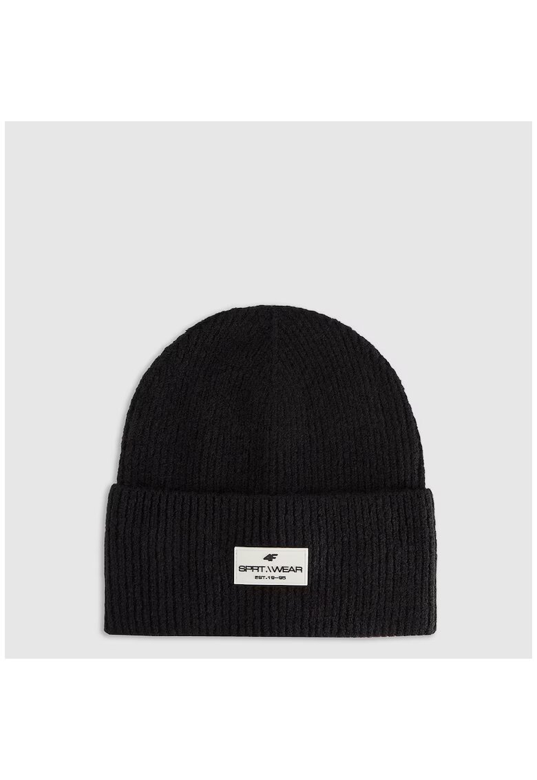 4F Caciula beanie dama - neagra - S - material reciclat