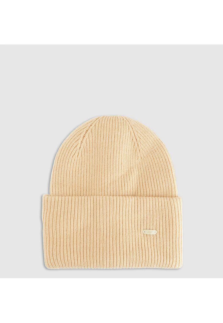 4F Caciula beanie unisex bej - poliester - dimensiune universala