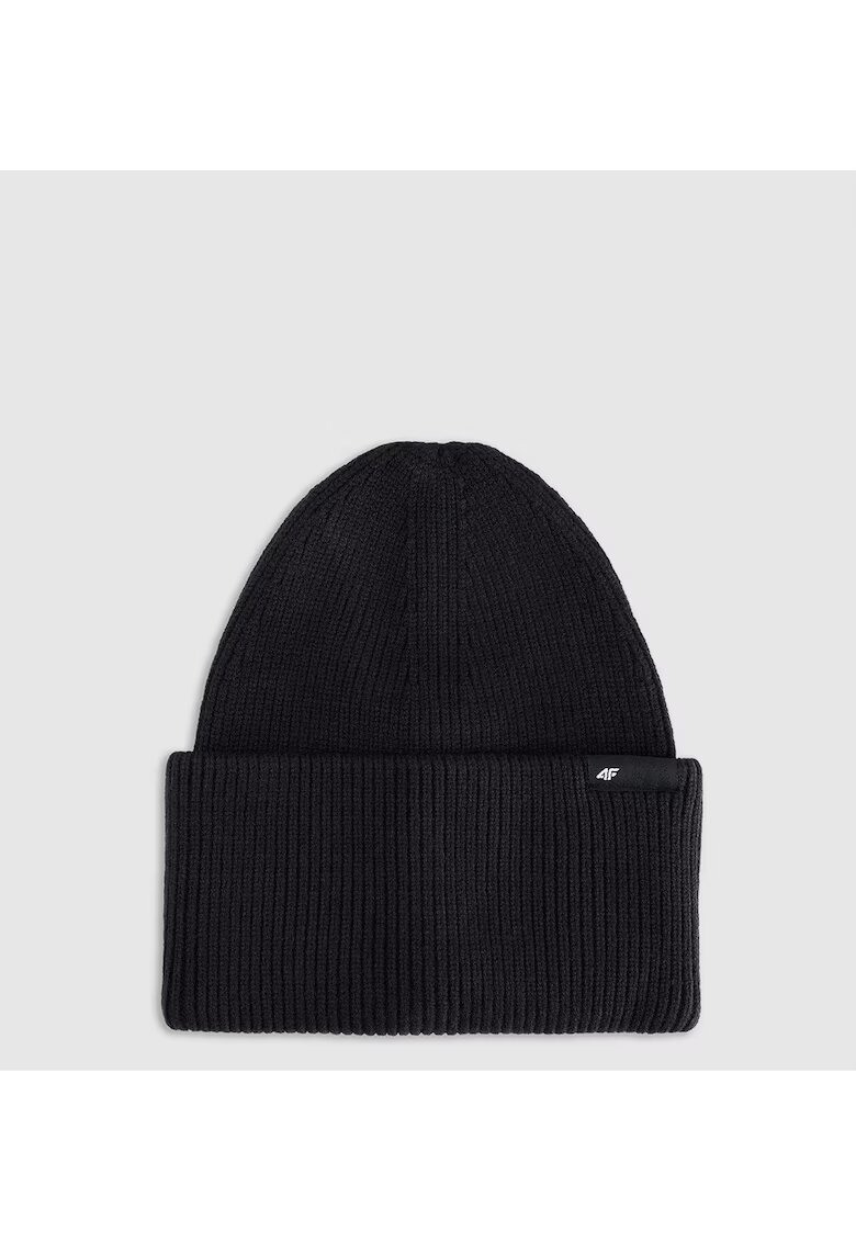 4F Caciula beanie unisex neagra - marime universala - din viscoza