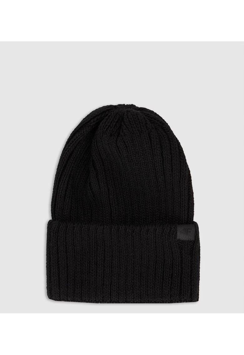 4F Caciula dama model beanie - neagra - universala - cu lana de alpaca