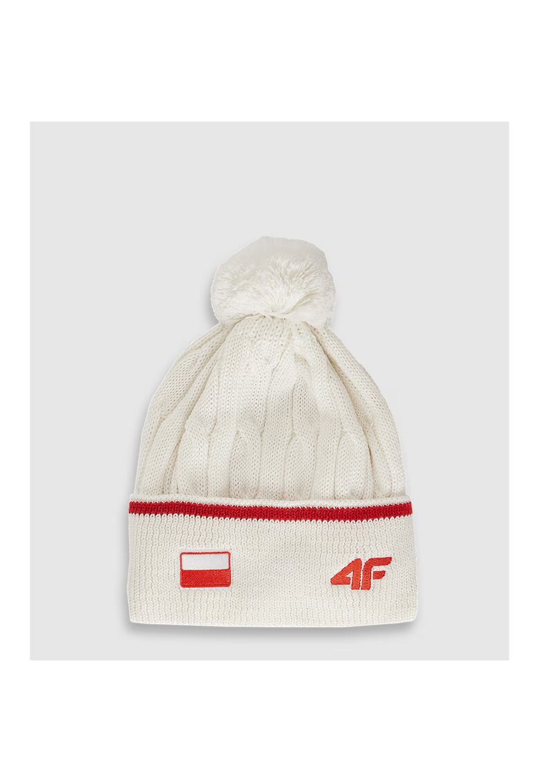 4F Caciula sport unisex - din lana merinos - alba - M