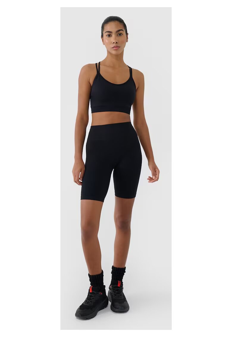 4F Colanti scurti de antrenament talie inalta - elasticitate - negru - material sintetic