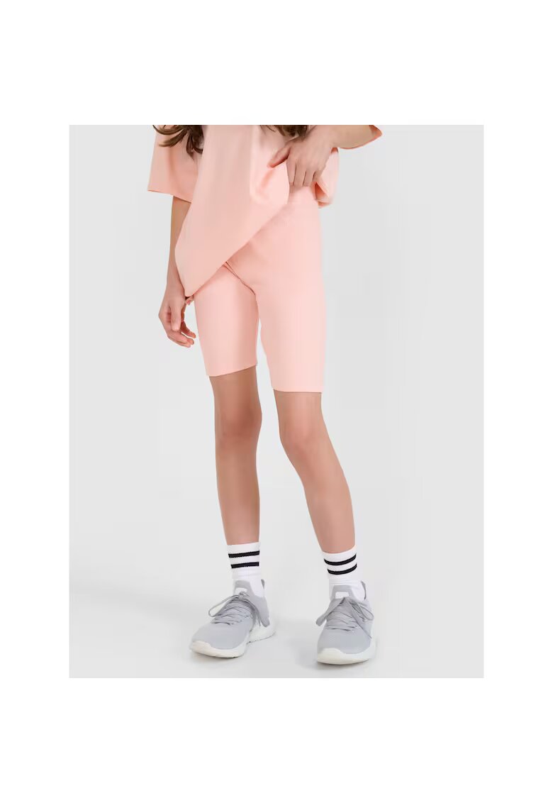4F Colanti sportivi pentru fete - roz - talie inalta - croiala slim fit - bumbac