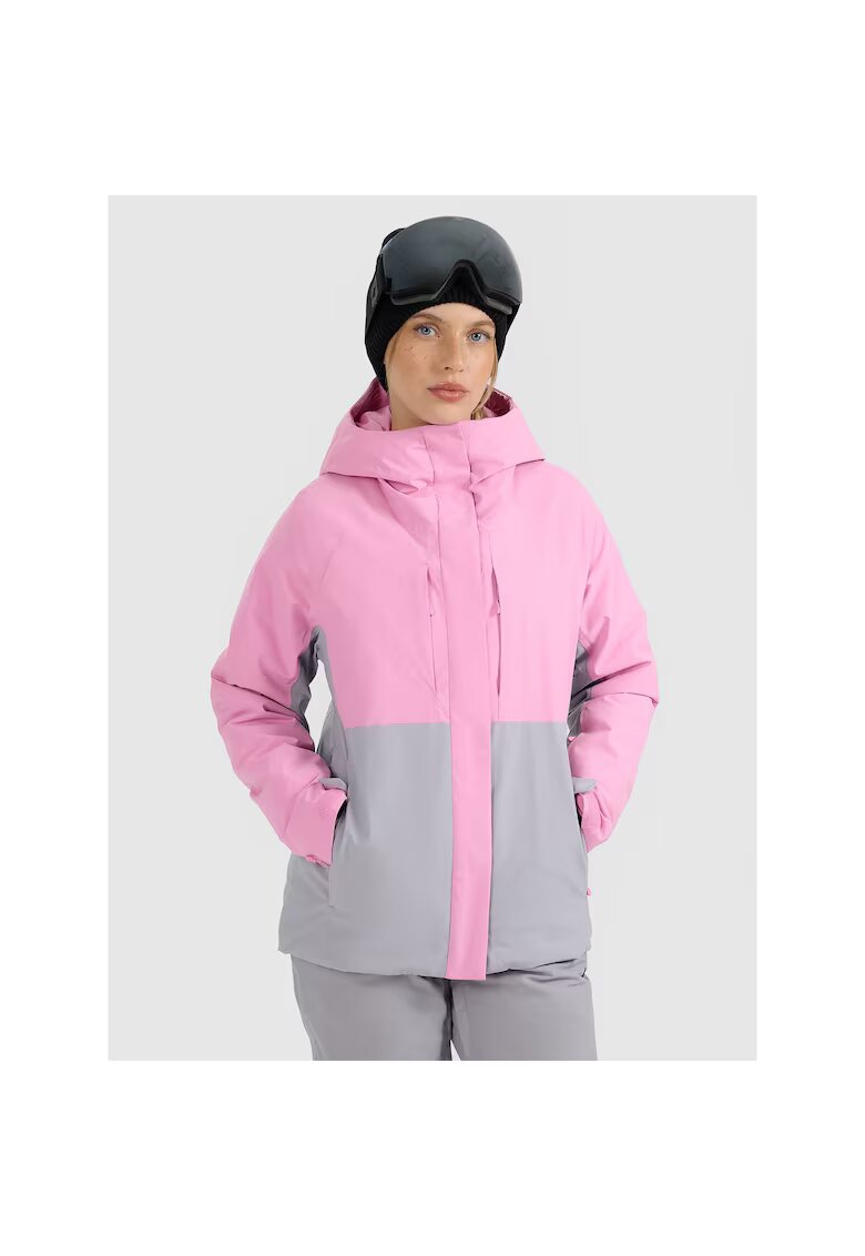4F Geaca de schi dama NeoDry 8000 - roz - poliester - set cu gluga si fusta de zapada