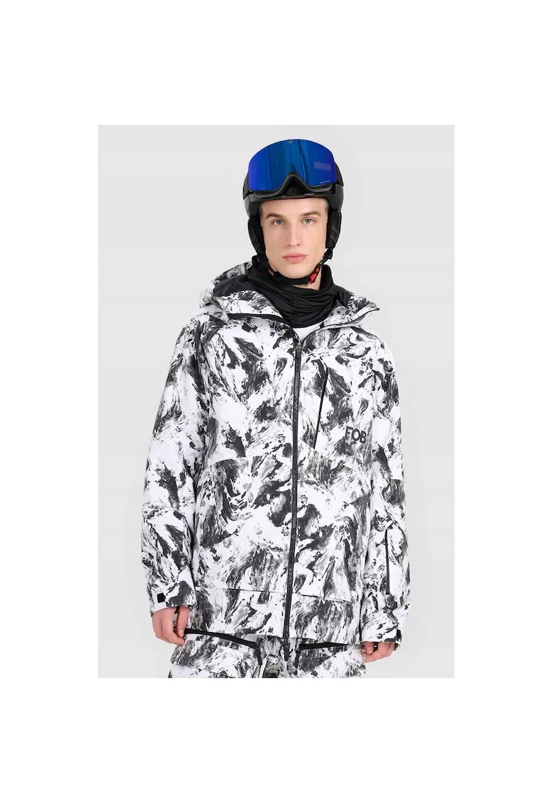 4F Geaca de schi/snowboard barbati - poliester - alb/negru