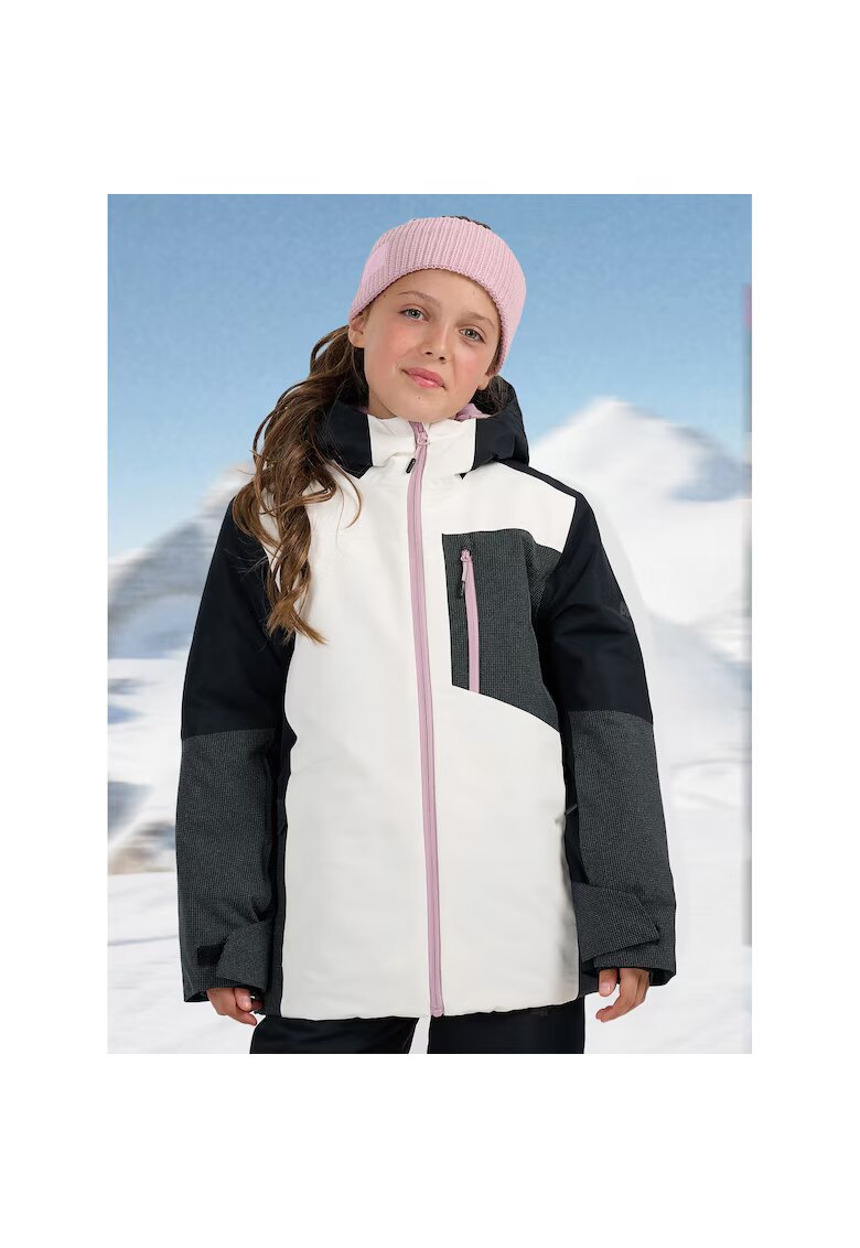 4F Geaca snowboard fete NeoDry 10000 - alb - izolatie usoara - gluga reglabila