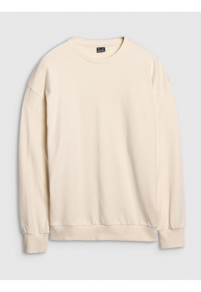 4F Hanorac barbati oversize - bej - 100% bumbac - fara fermoar - fara gluga