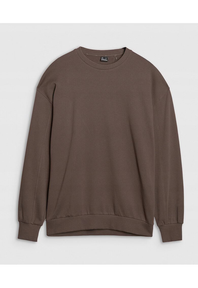 4F Hanorac barbati oversized - bumbac 100% - maro - fara fermoar