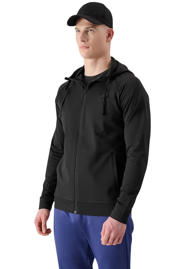 4F Hanorac barbati WSS25TFSWM512 - casual - confortabil - negru - bumbac