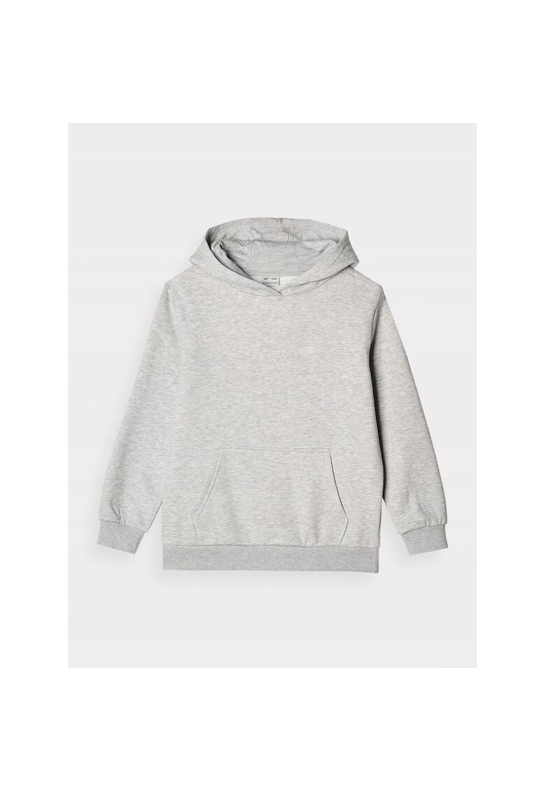 4F Hanorac copii gri - bumbac - oversize - gluga integrata