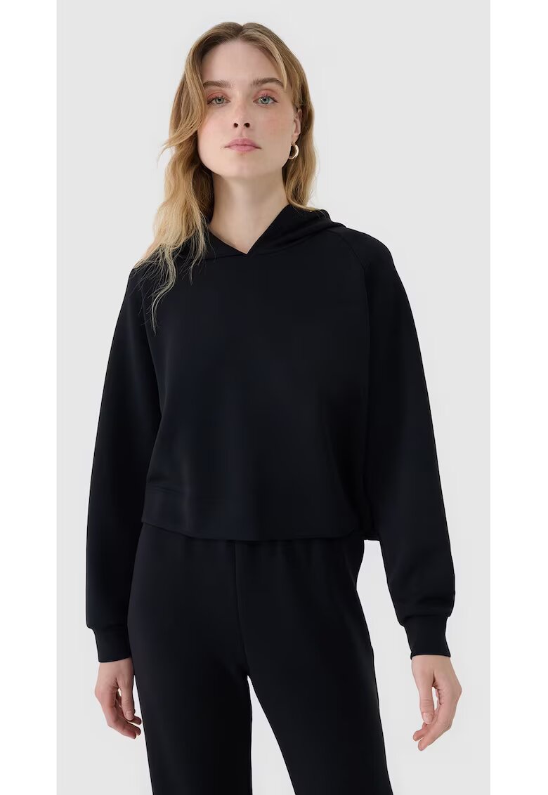 4F Hanorac dama negru - modal - fara gluga - croiala normala