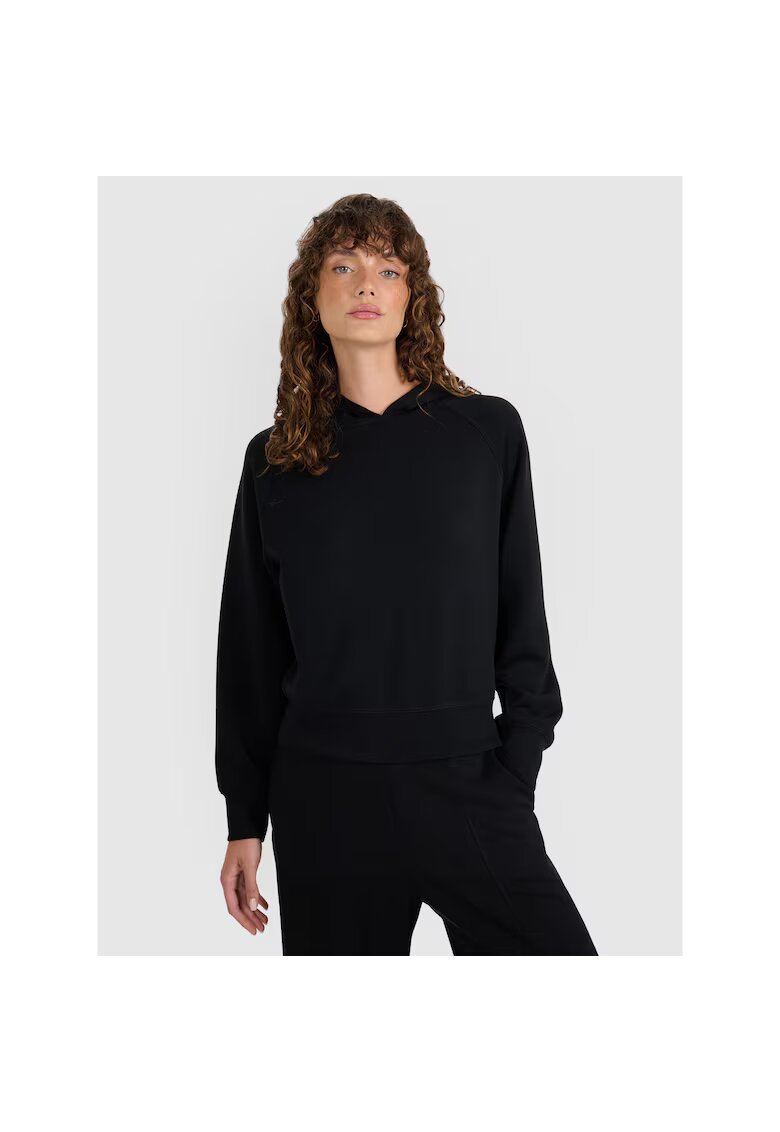 4F Hanorac Femei Modal Negru SportStyle Gluga Raglan - Negru
