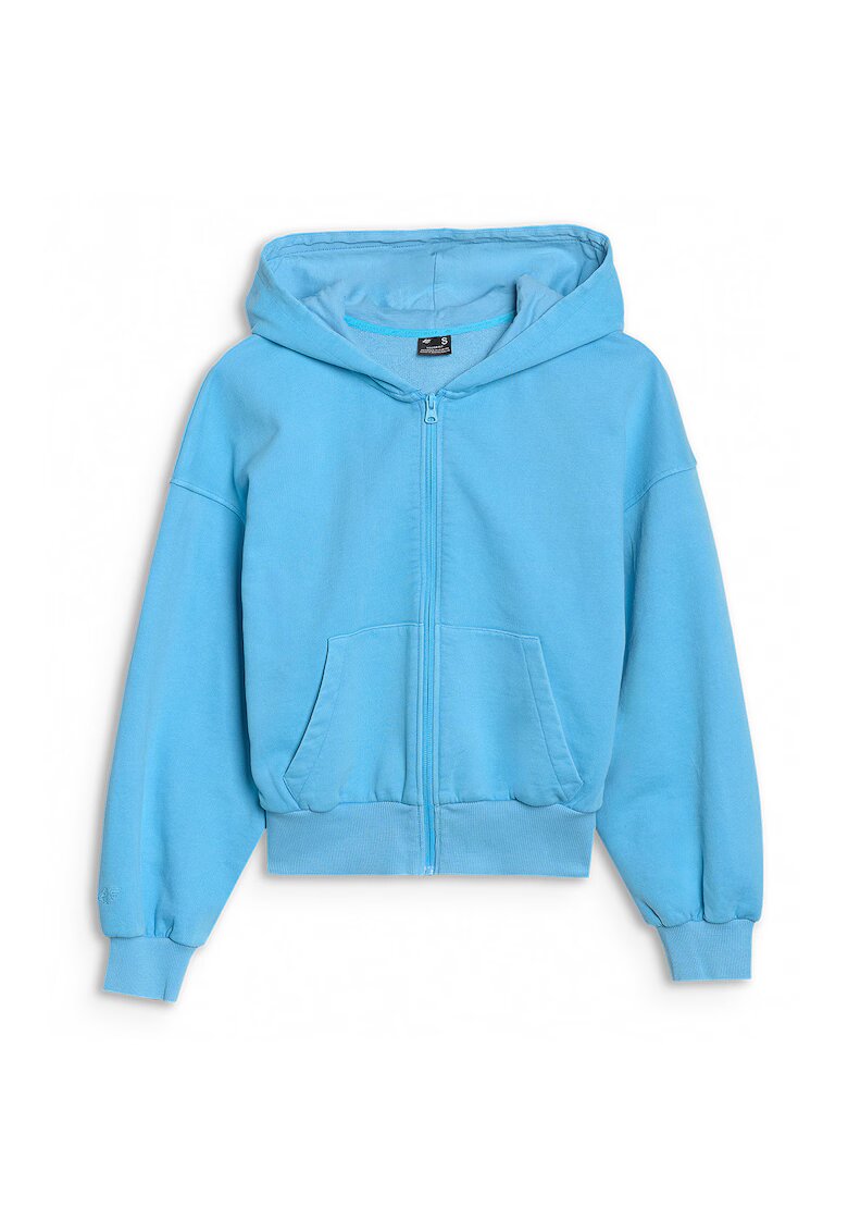 4F Hanorac Femei Oversize cu Gluga si Fermoar - Albastru - Bumbac/Poliester - Ideal pentru Sport si Casual - SS25 - S - Albastru