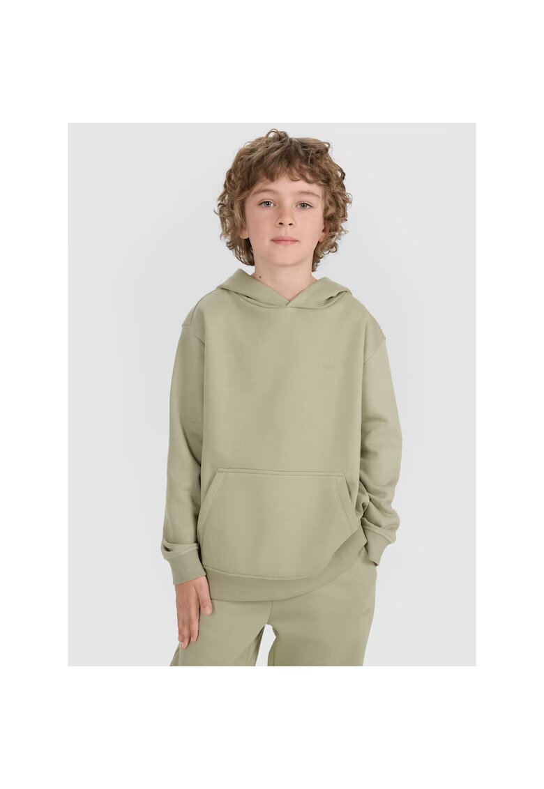 4F Hanorac pentru baieti - verde - bumbac - gluga - croiala oversize - fara fermoar