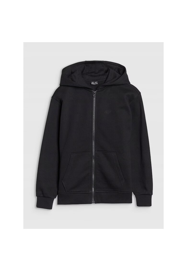 4F Hanorac pentru fete - Bumbac/Poliester - Cu fermoar - Oversize - Negru