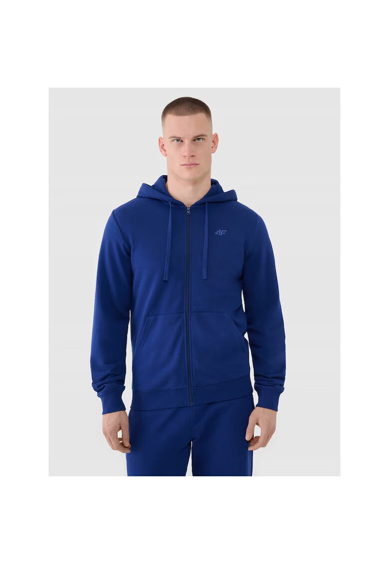 4F Hanorac sport barbati albastru - bumbac poliester