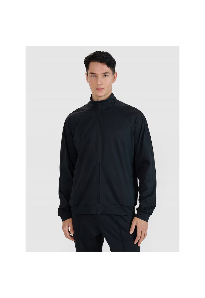 4F Hanorac sport barbati - antrenament - fermoar - negru - fibre sintetice