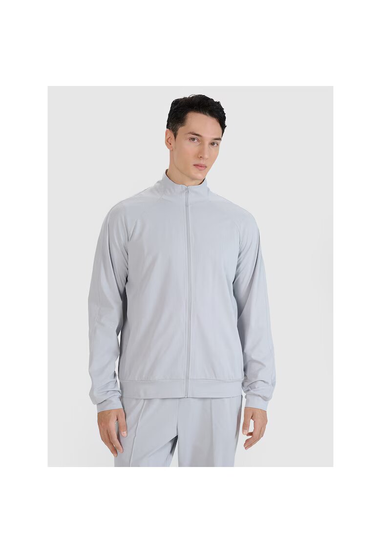 4F Hanorac sport barbati cu fermoar - Gri - material sintetic - pentru antrenament