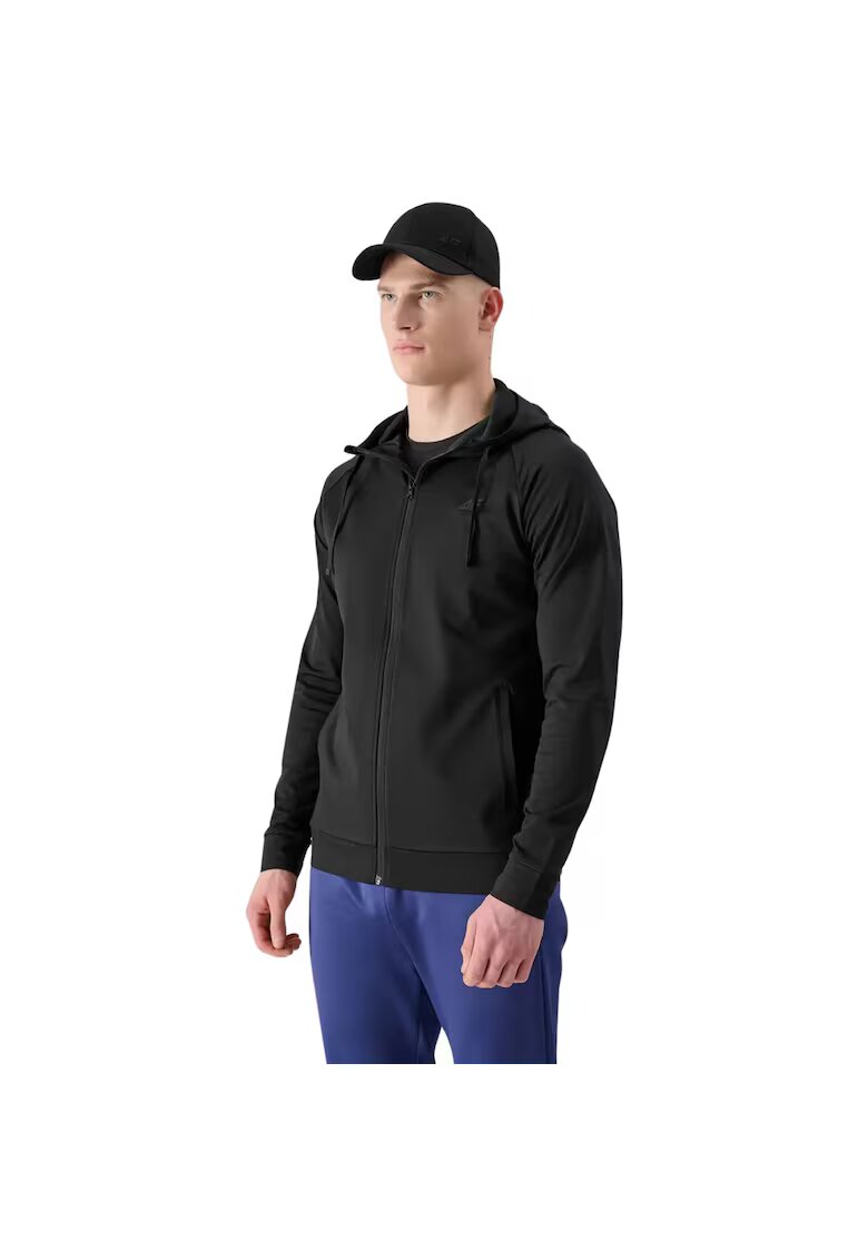 4F Hanorac sport barbati FNK M512 - negru - poliester - cu gluga si 2 buzunare -