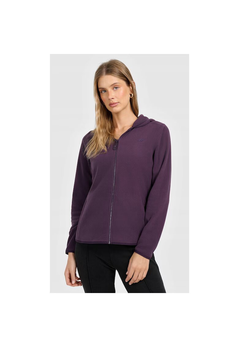4F Hanorac sport cu gluga - violet - material fleece