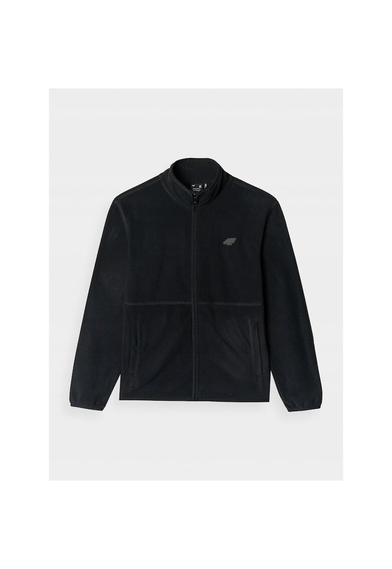 4F Hanorac sport dama fleece - guler inalt - negru