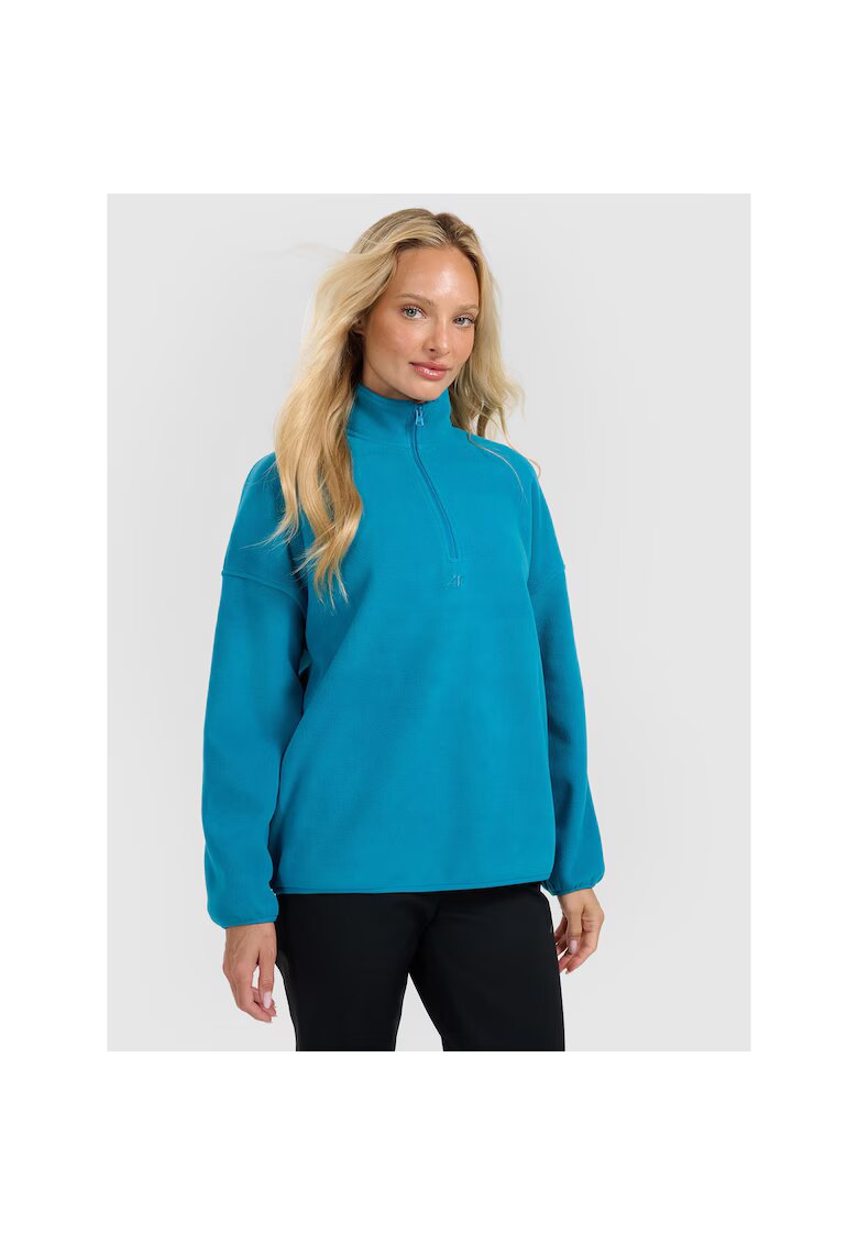 4F Hanorac sport dama - oversize - guler inalt - turcoaz - poliester