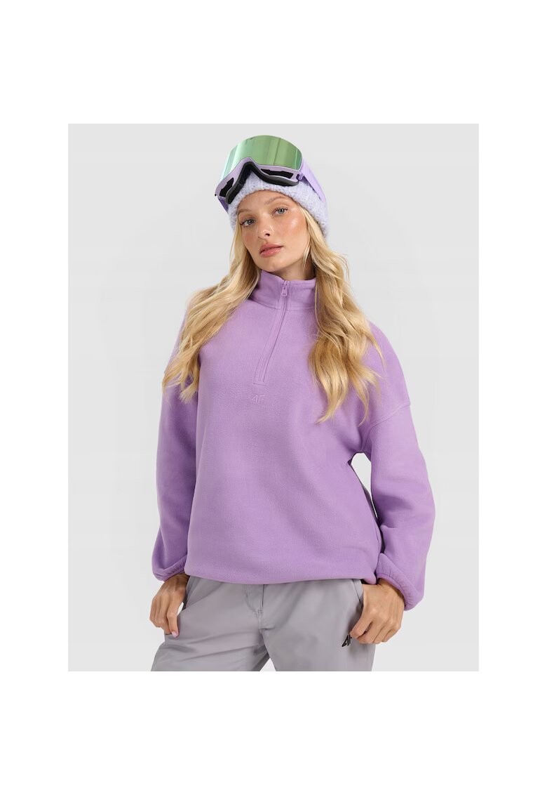 4F Hanorac sport dama - oversize - guler inalt - violet - poliester